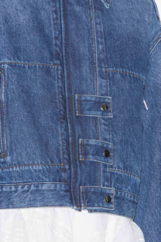 Julie kort werkjasje in effen denim
