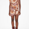 Leany asymmetrische jersey T-shirtjurk met waterverfprint