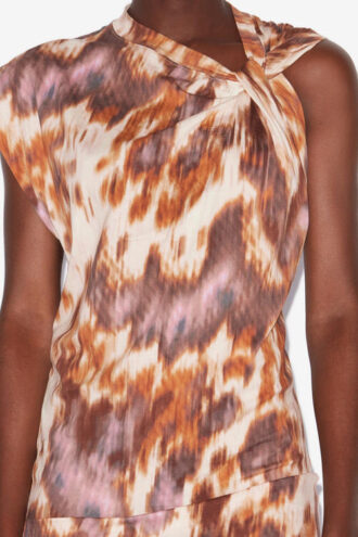 Leany asymmetrische jersey T-shirtjurk met waterverfprint