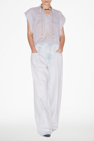 Leaza geplooide katoenen voile top