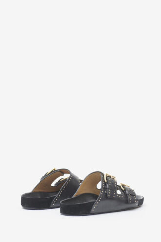 Lennyo leren sandalen met open teen