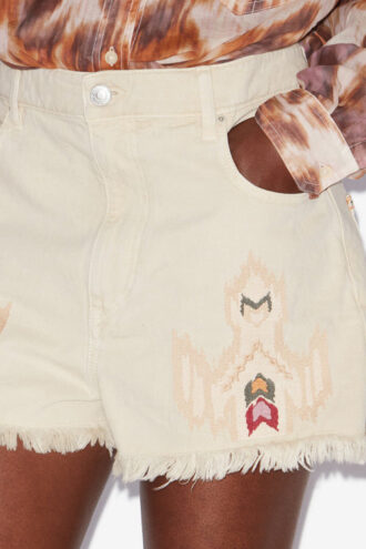 Lesia korte geborduurde denim short