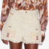 Lesia korte geborduurde denim short Lesia korte geborduurde denim short