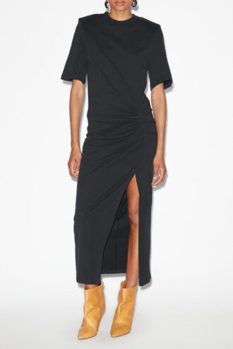 Lexia effen katoenen midi-T-shirtjurk