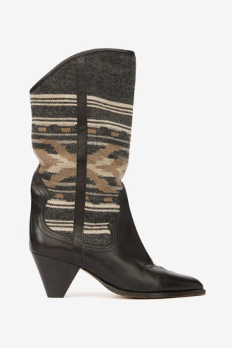 Lijita leren en jacquard cowboylaarzen