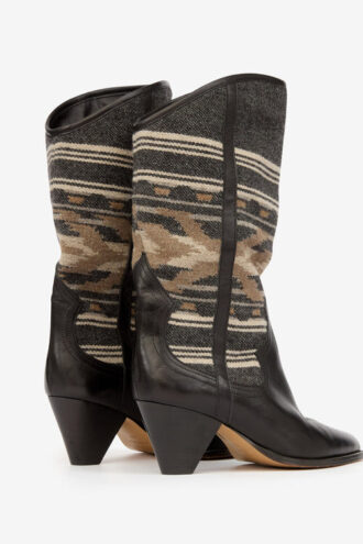 Lijita leren en jacquard cowboylaarzen