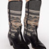 Lijita leren en jacquard cowboylaarzen