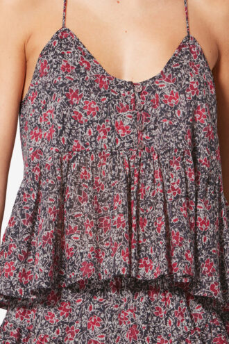 Lirhetta strappy top van biologisch katoenvoile met print