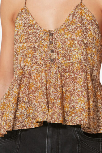 Lirhetta strappy top van biologisch katoenvoile met print