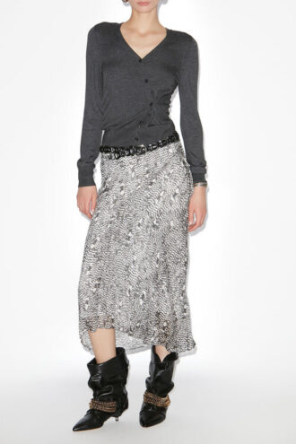 Lisanne midi-rok van burn-out fluweel