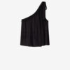 Loeva asymmetrische top van bedrukte mousseline