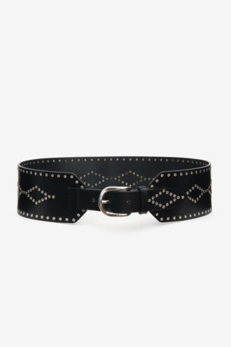Lucie brede leren riem met studs
