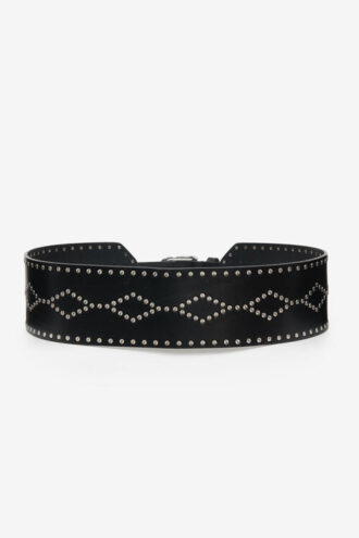 Lucie brede leren riem met studs