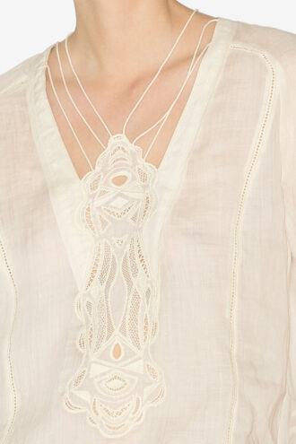 Luna geborduurde ramie blouse