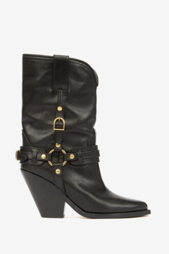 Lyka leren cowboylaarzen met riempjes