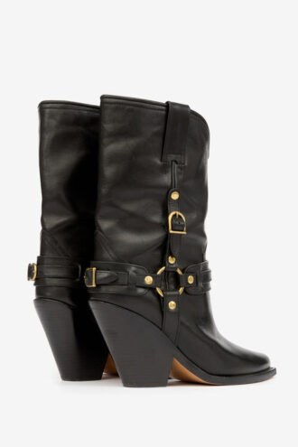 Lyka leren cowboylaarzen met riempjes