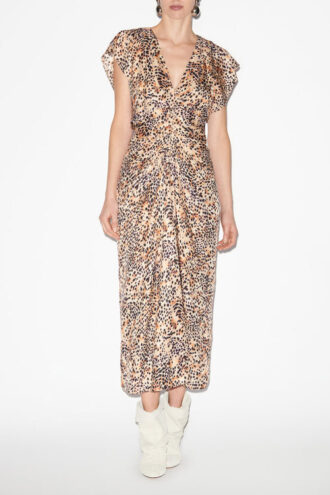 Lyndsay midi-jurk met print en plooien