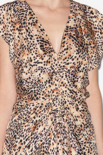 Lyndsay midi-jurk met print en plooien