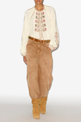 Lynne geborduurde gaasblouse