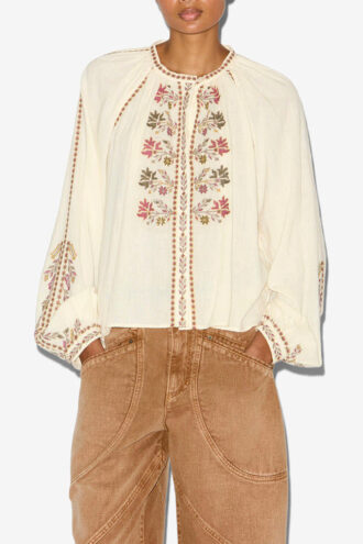 Lynne geborduurde gaasblouse
