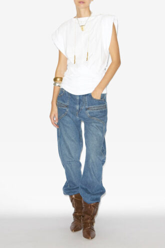 Maisan gedrapeerd T-shirt met korte mouwen