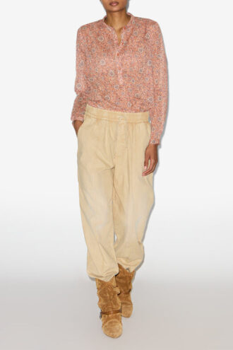 Maria bedrukte katoenen voile blouse
