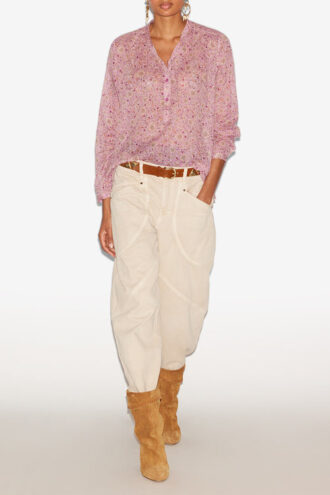 Maria bedrukte katoenen voile blouse
