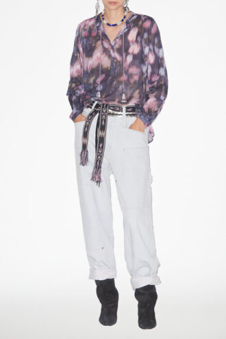 Maria bedrukte katoenen voile blouse