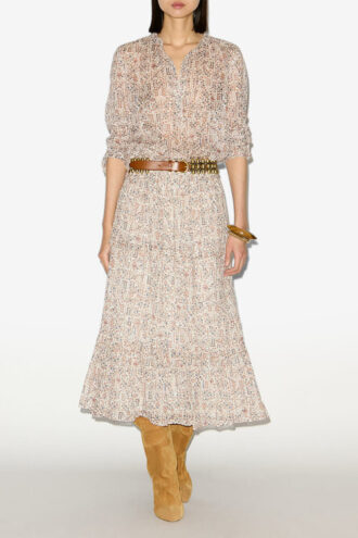 Maria bedrukte katoenen voile blouse
