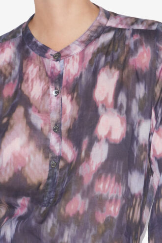 Maria bedrukte katoenen voile blouse