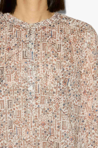 Maria bedrukte katoenen voile blouse