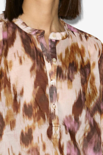 Maria bedrukte katoenen voile blouse