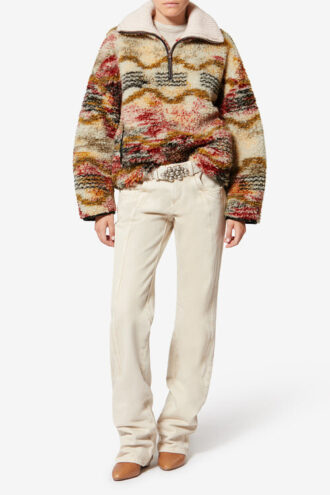 Marner fleece jas met wolkenprint