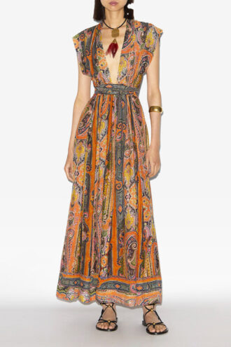 Melissa lange zijden jurk met print