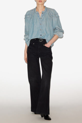 Milya gerimpelde chambray blouse