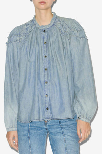 Milya gerimpelde chambray blouse