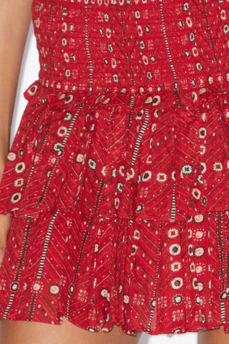 Naomi katoenen voile rok met print en smokwerk