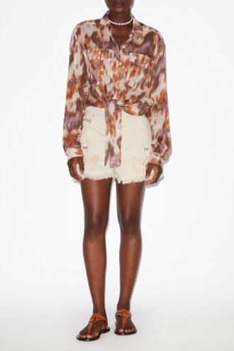 Nath katoenen voile shirt met print en strik