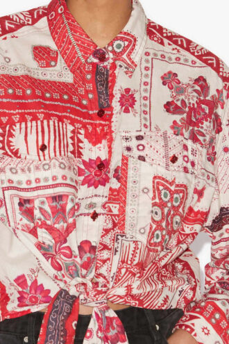 Nathy geknoopt shirt van bedrukt katoenen voile