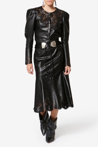 Nerida kort shirt van lamsleer