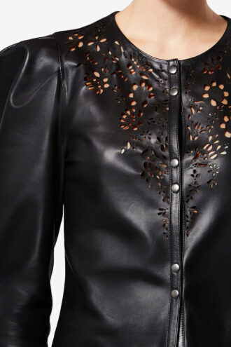 Nerida kort shirt van lamsleer