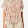 Neslya kortemouwen blouse van bedrukte mousseline