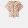 Neslya kortemouwen blouse van bedrukte mousseline