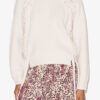 Noelia geribbelde en gevlochten merinowollen trui