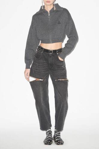 Oxane kort vest in effen gebreide stof