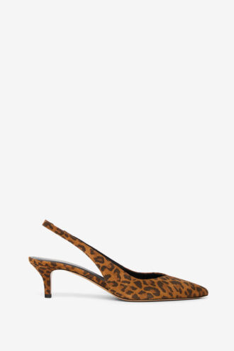 Padim pumps met open hiel van suède leer met luipaardprint