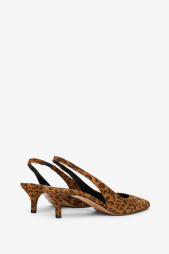 Padim pumps met open hiel van suède leer met luipaardprint