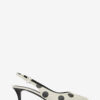 Paldo leren pumps met stippenprint en open hiel