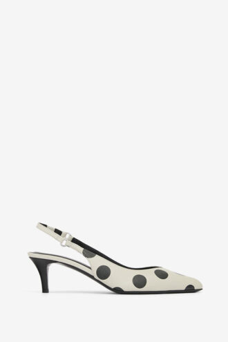 Paldo leren pumps met stippenprint en open hiel