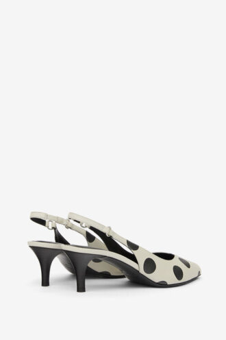 Paldo leren pumps met stippenprint en open hiel